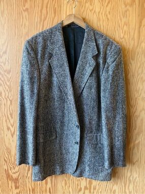 Vintage Classic Men's Gray SILK Blazer - STRAIGHT out of 1986!